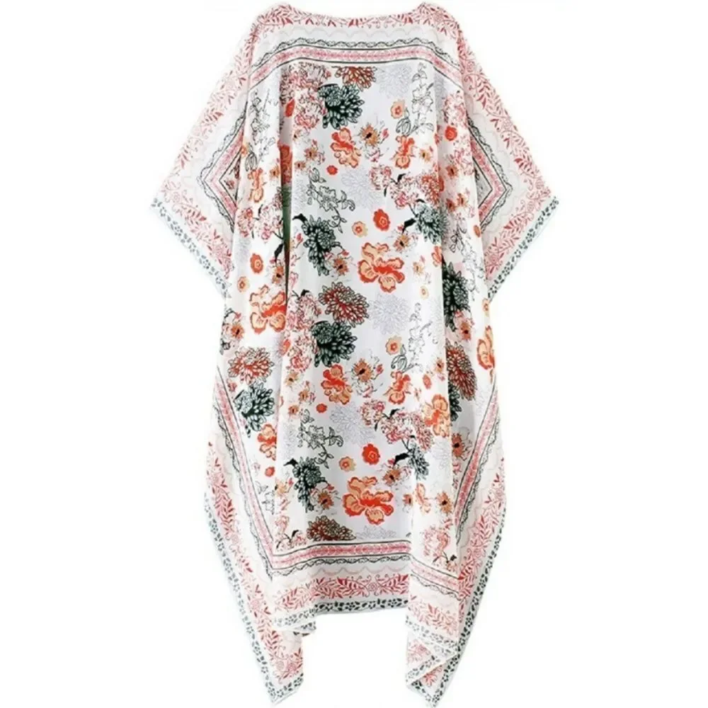 Boho Floral Kimono Duster Cardigan Top - Picture 6 of 7